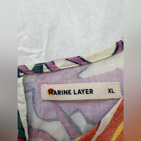 Marine Layer Tropical Floral Laney Midi Dress Size XL Tencel Linen Blend - Picture 8 of 9